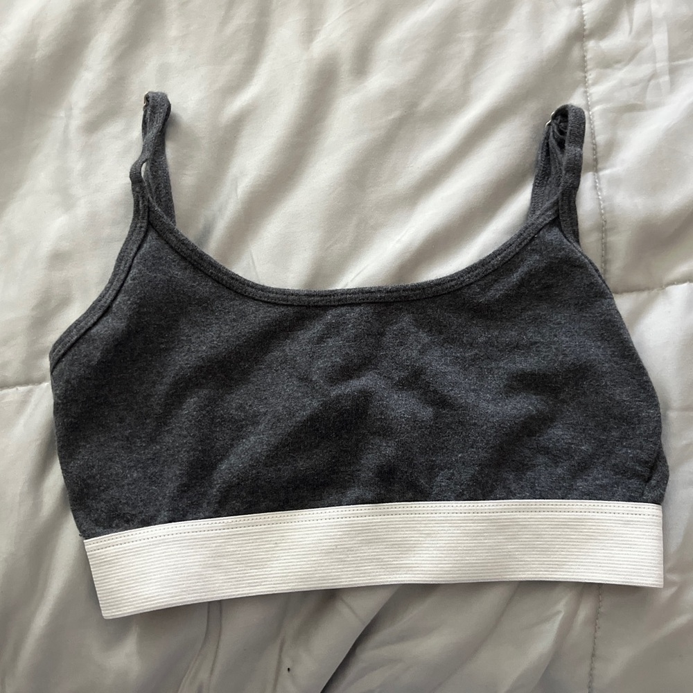 Gray and White Women's Bralette- Brandy Melville